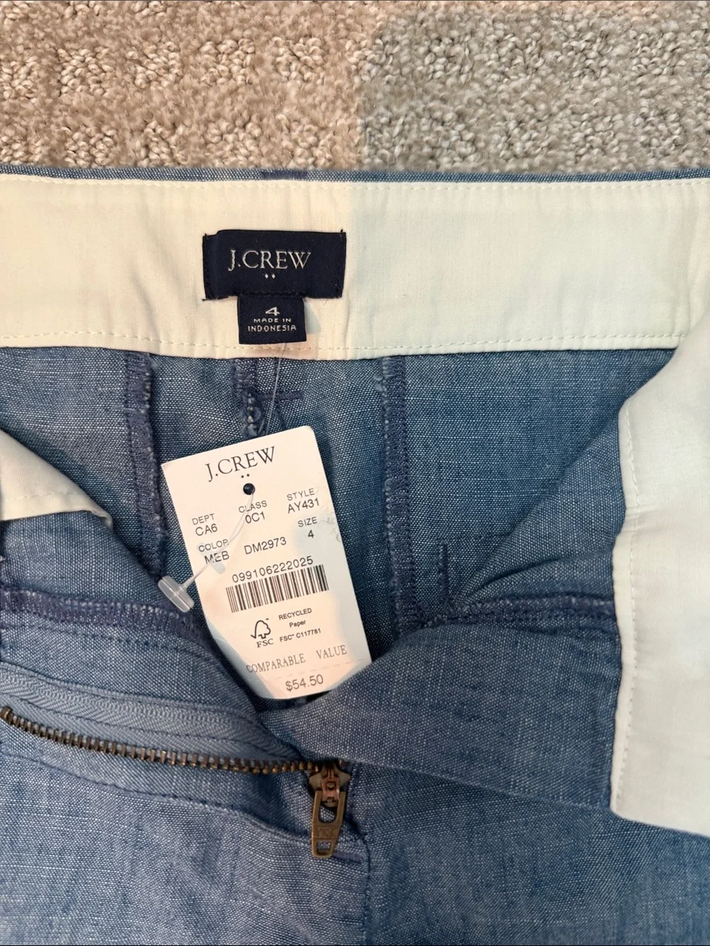 J. Crew Denim-Textured Blue Casual Shorts